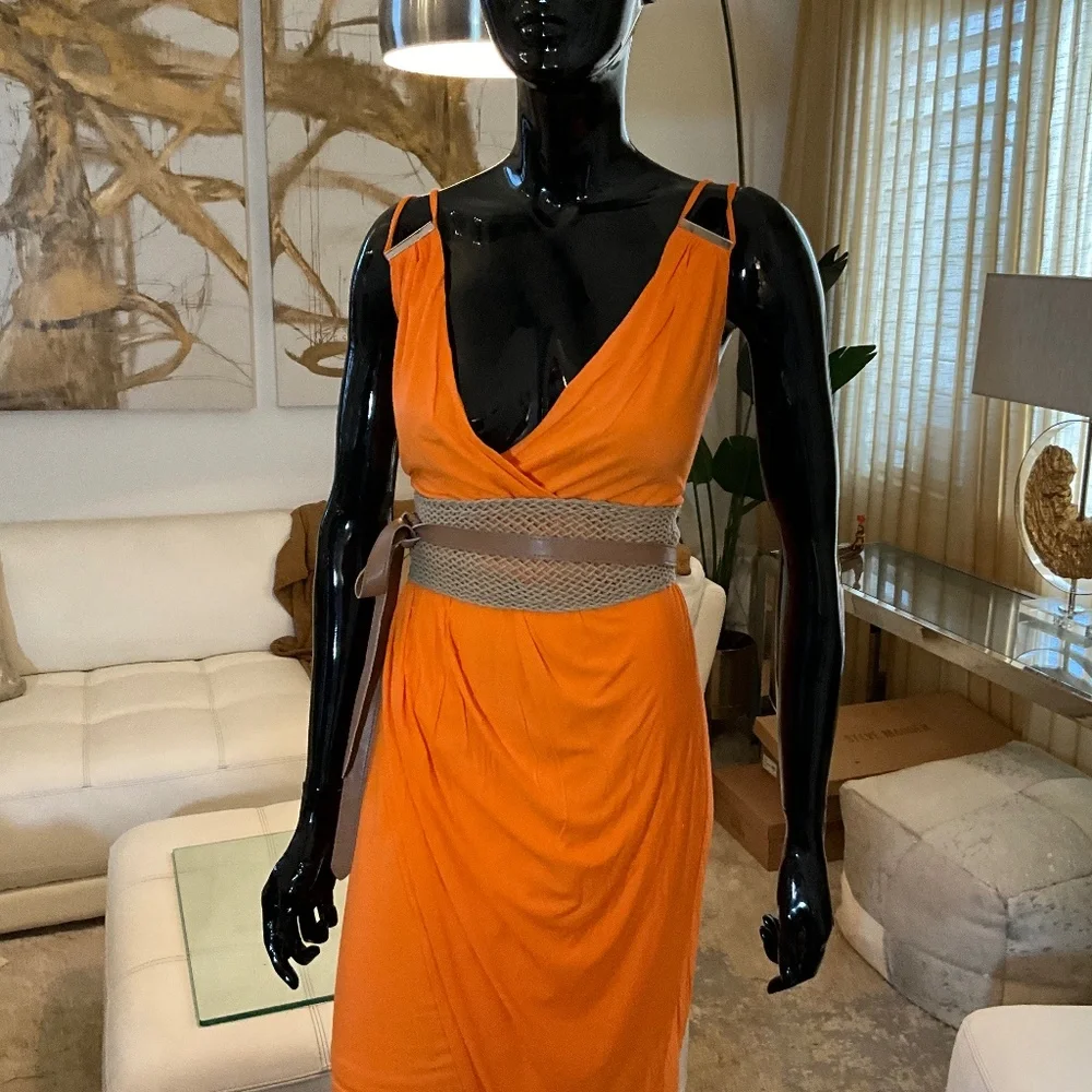 NWT BEBE SEXY FAUX SIDE WRAP ASYMMETRICAL DRESS ๐๐๐๐ - Picture 1 of 9